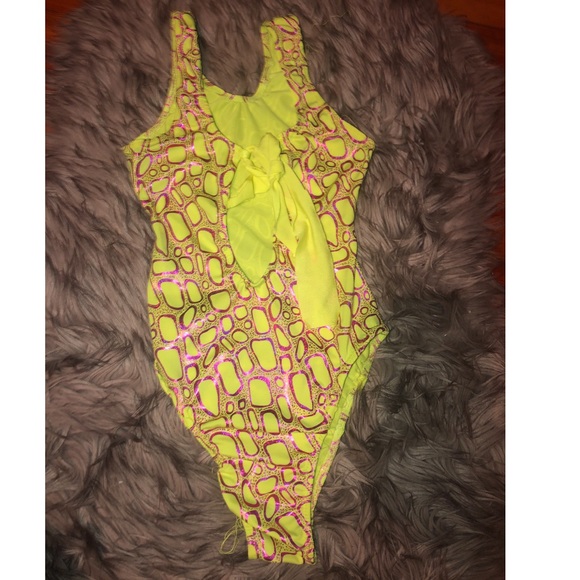 Yellow and pink one piece - Picture 3 of 5